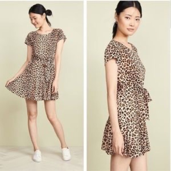 REBECCA TAYLOR  Leopard Linen Jersey T Shirt Dress Size Medium - Picture 2 of 12